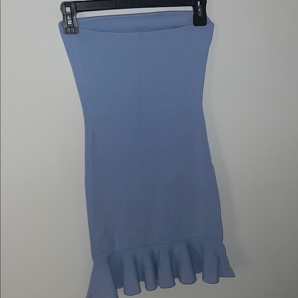 Zara Elegant Blue Ruffle Hem Skirt - Picture 4 of 5